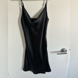 Black Satin Slip Dress - Dynamite